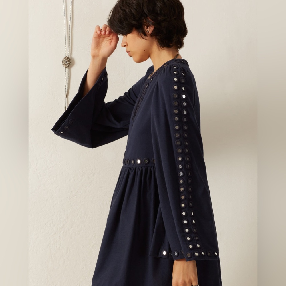 NWT Alix of Bohemia Silvia Midnight Mirror Dress Hand Embroidery Khadi Cotton XS - Picture 4 of 13